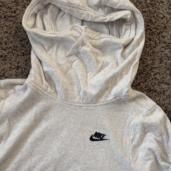 Nike Heather Gray Pullover funnel neck Hoodie M Women Cotton Blend Kangaroo Pock - Picture 2 of 6